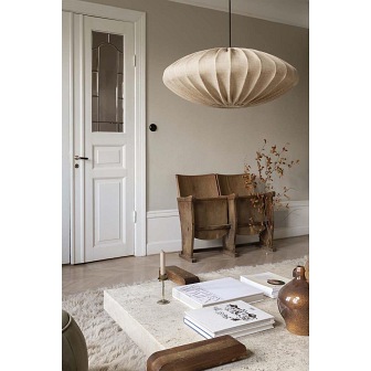 Lniany abażur wiszący Ellipse piaskowy 65cm